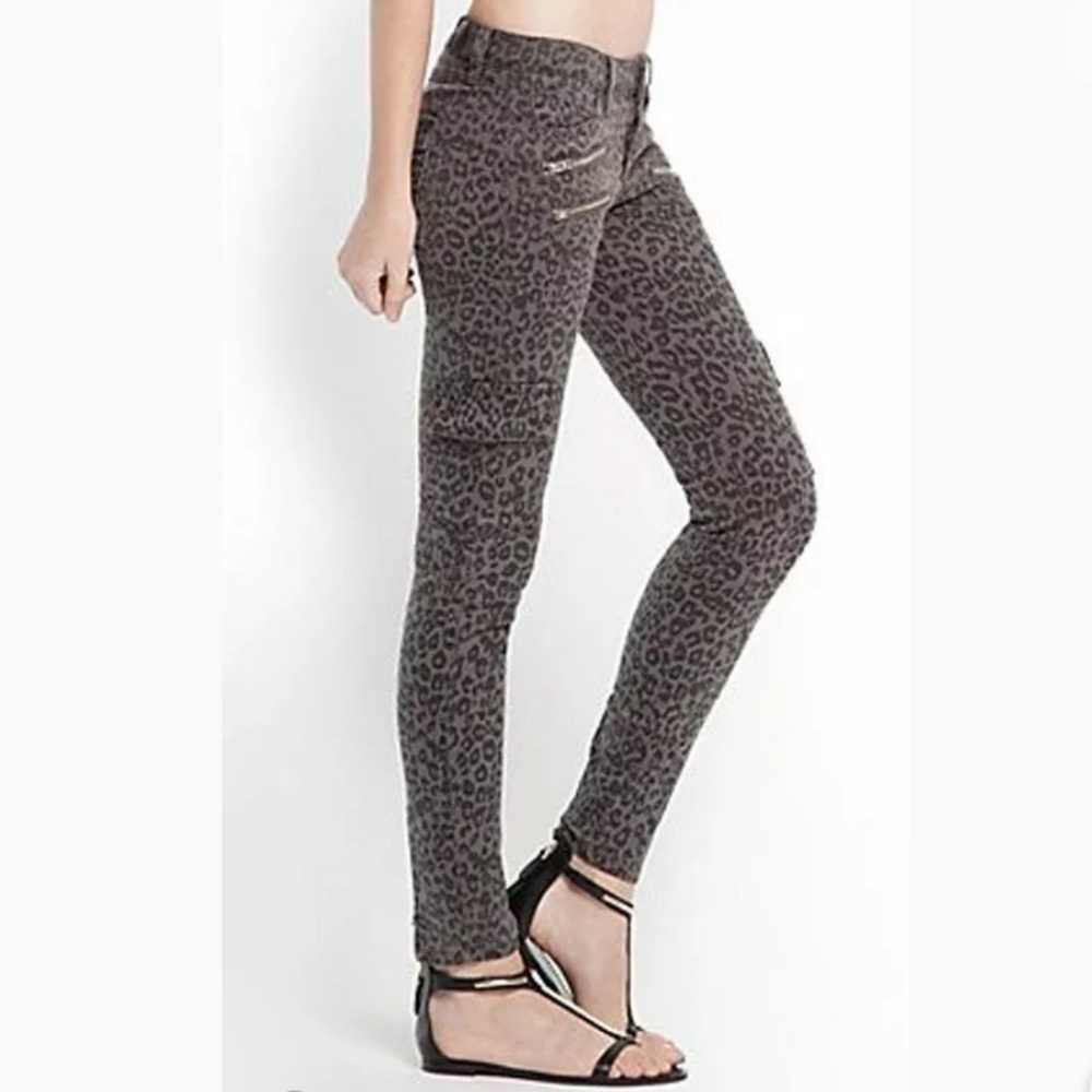 New GUESS Animal Leopard Print Cargo Skinny Jeans 0 24